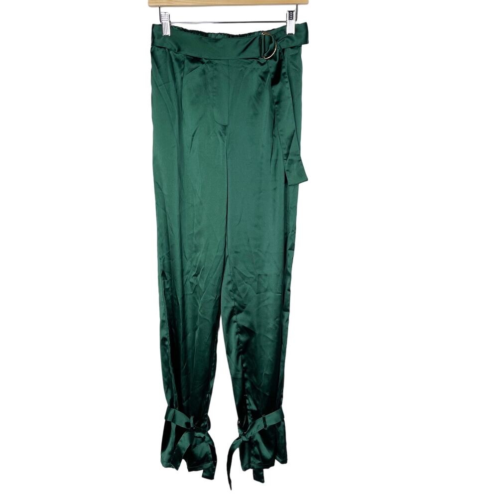 The Drop x @SignedBlake Small S Dark Jade Green Ankle Tie Satin Pants Trousers